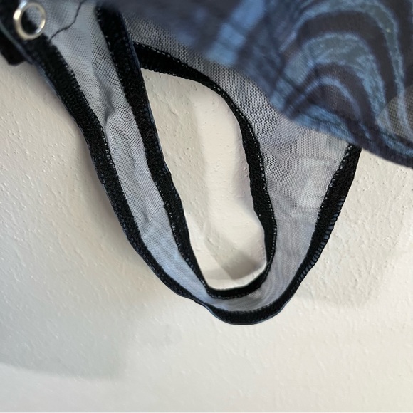 Good American Bodysuit Blue Black Ink Swirl Mesh Mock Neck Bodysuit Sz 2X(5) NWT - Picture 12 of 15